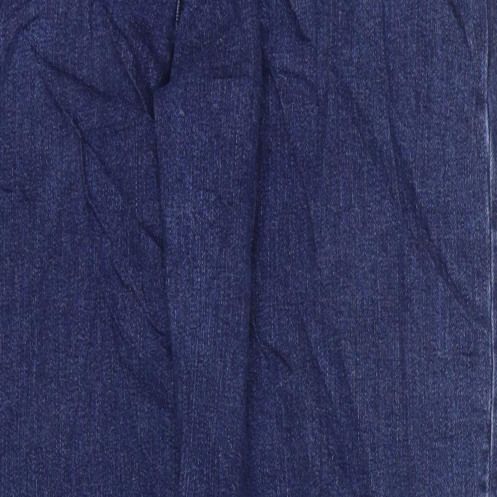Marks and Spencer Womens Blue Cotton Boyfriend Jeans Size 12 L27 in Regular Zip