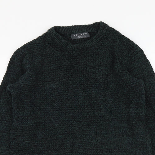 Primark Womens Green Round Neck Acrylic Pullover Jumper Size XS