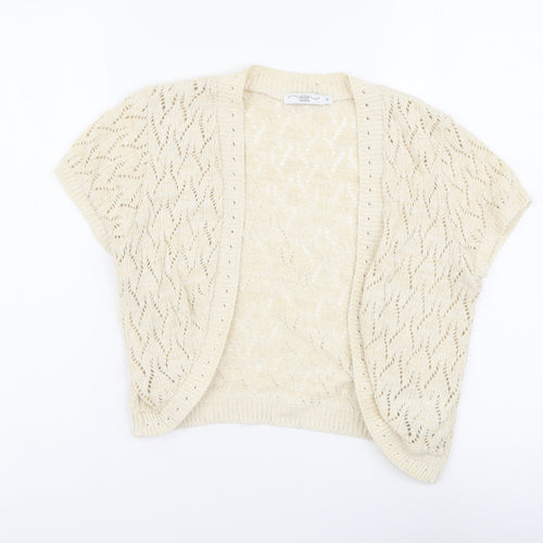 New Look Womens Beige V-Neck Cotton Shrug Jumper Size 10