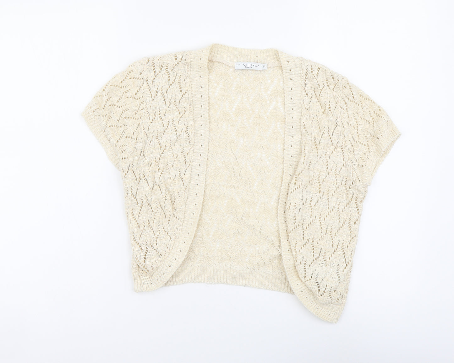 New Look Womens Beige V-Neck Cotton Shrug Jumper Size 10