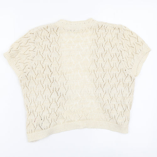 New Look Womens Beige V-Neck Cotton Shrug Jumper Size 10