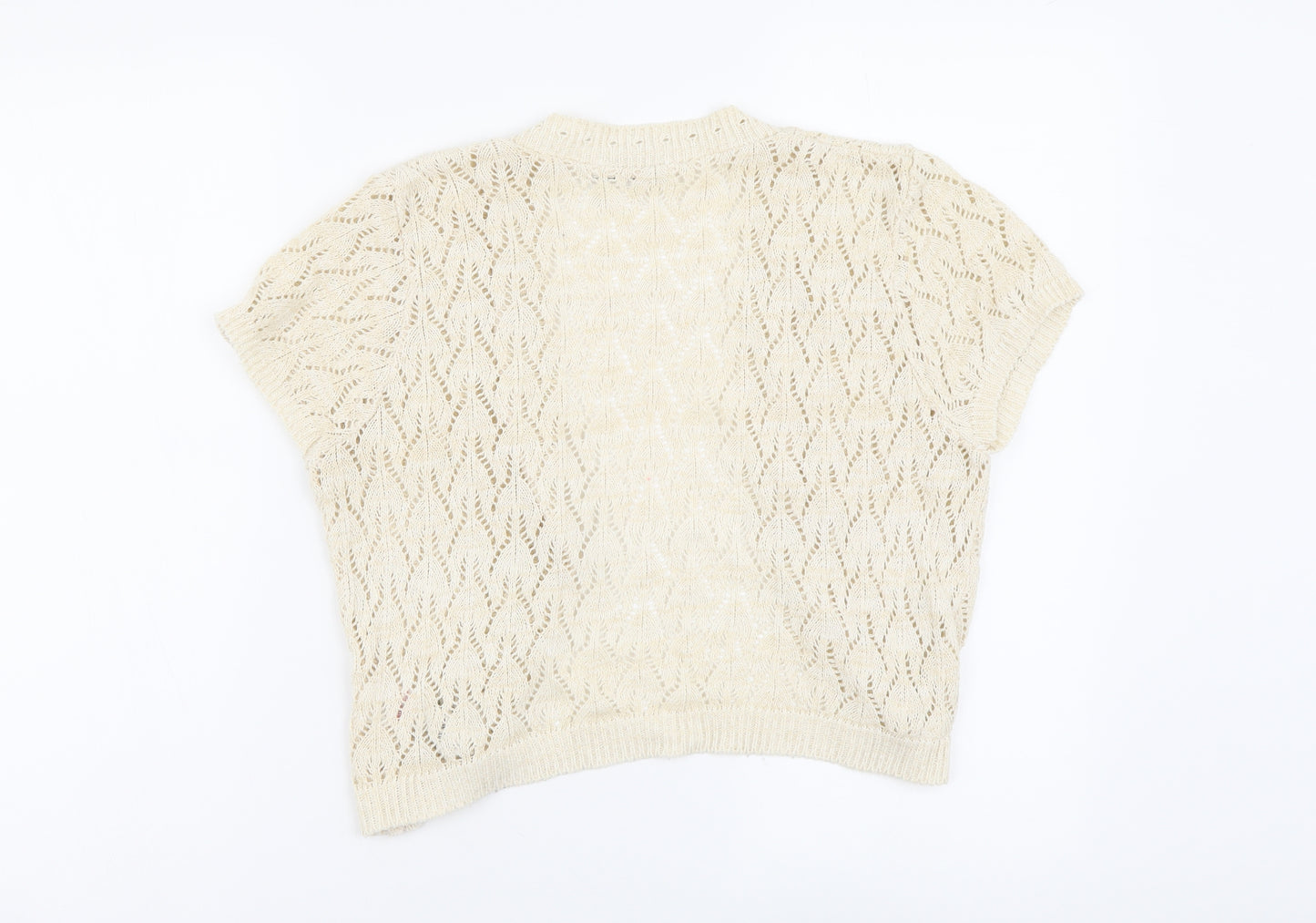 New Look Womens Beige V-Neck Cotton Shrug Jumper Size 10