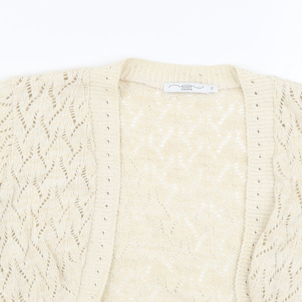 New Look Womens Beige V-Neck Cotton Shrug Jumper Size 10
