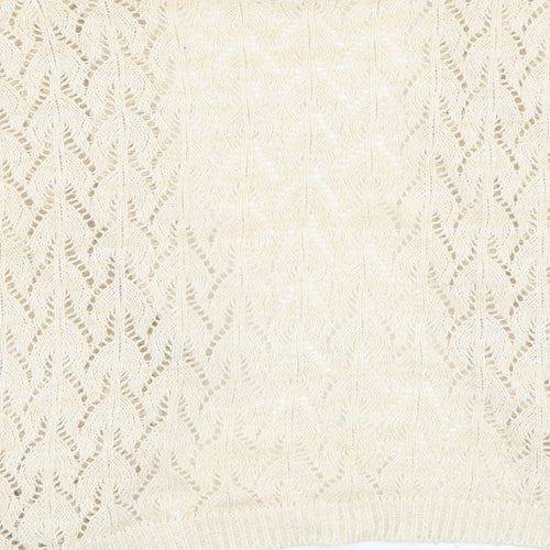 New Look Womens Beige V-Neck Cotton Shrug Jumper Size 10