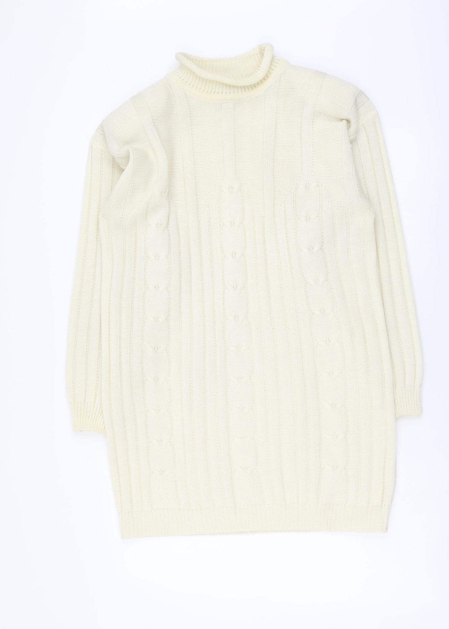 Paramour Womens Ivory Mock Neck Acrylic Tunic Jumper Size M