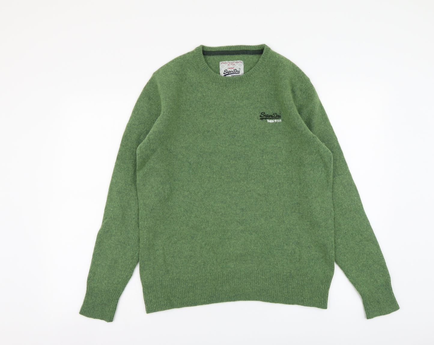 Superdry Mens Green Round Neck Wool Pullover Jumper Size XL
