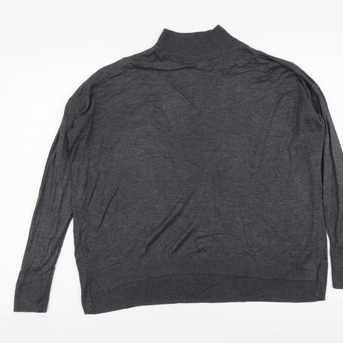 Dorothy Perkins Womens Grey Mock Neck Acrylic Pullover Jumper Size 14