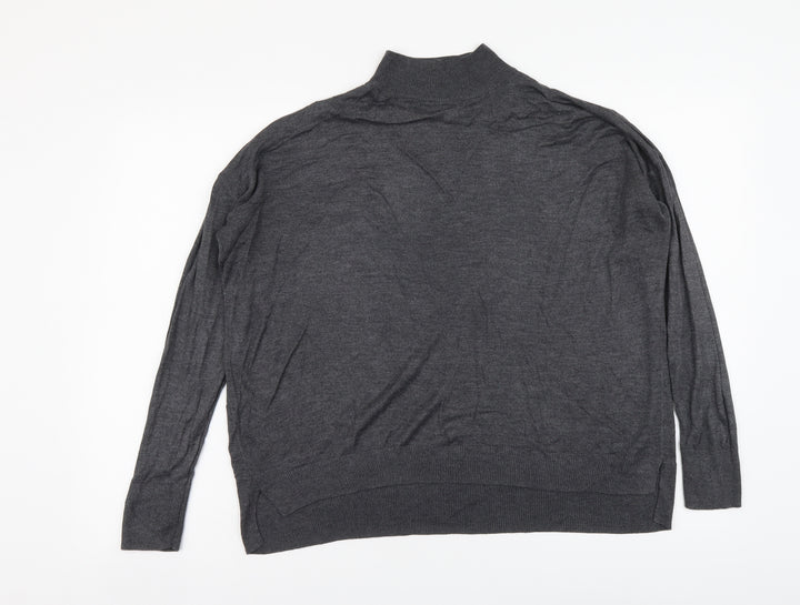 Dorothy Perkins Womens Grey Mock Neck Acrylic Pullover Jumper Size 14