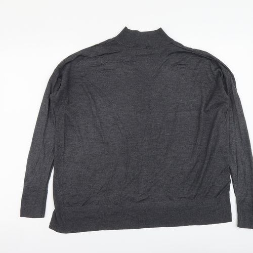 Dorothy Perkins Womens Grey Mock Neck Acrylic Pullover Jumper Size 14