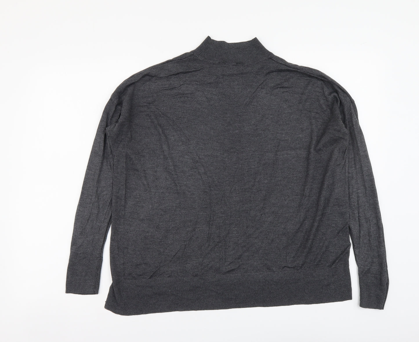 Dorothy Perkins Womens Grey Mock Neck Acrylic Pullover Jumper Size 14
