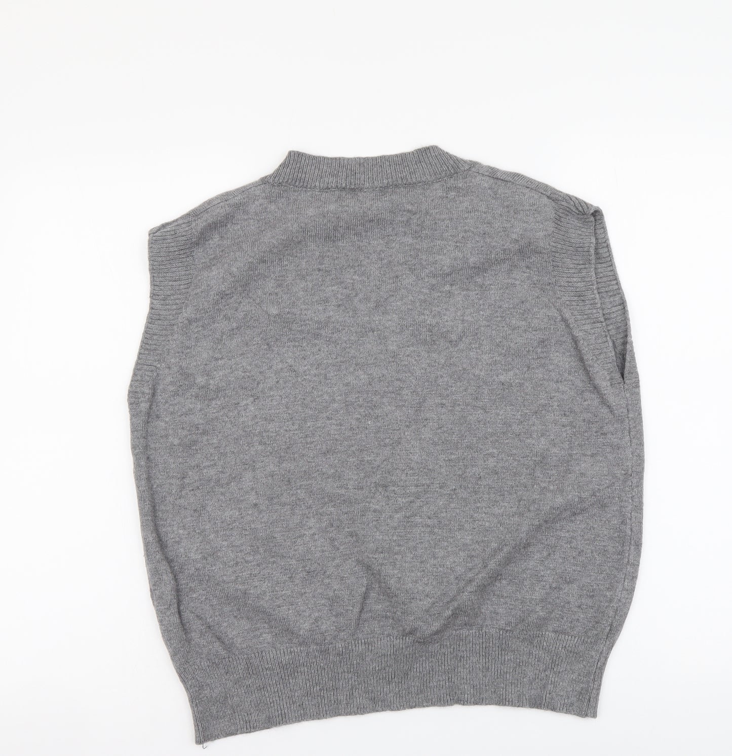 Nasty Gal Womens Grey V-Neck Viscose Vest Jumper Size 18