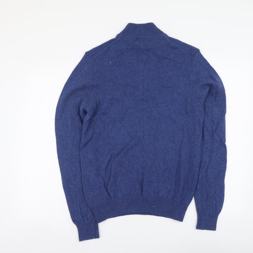 Marks and Spencer Womens Blue Mock Neck Wool Pullover Jumper Size M