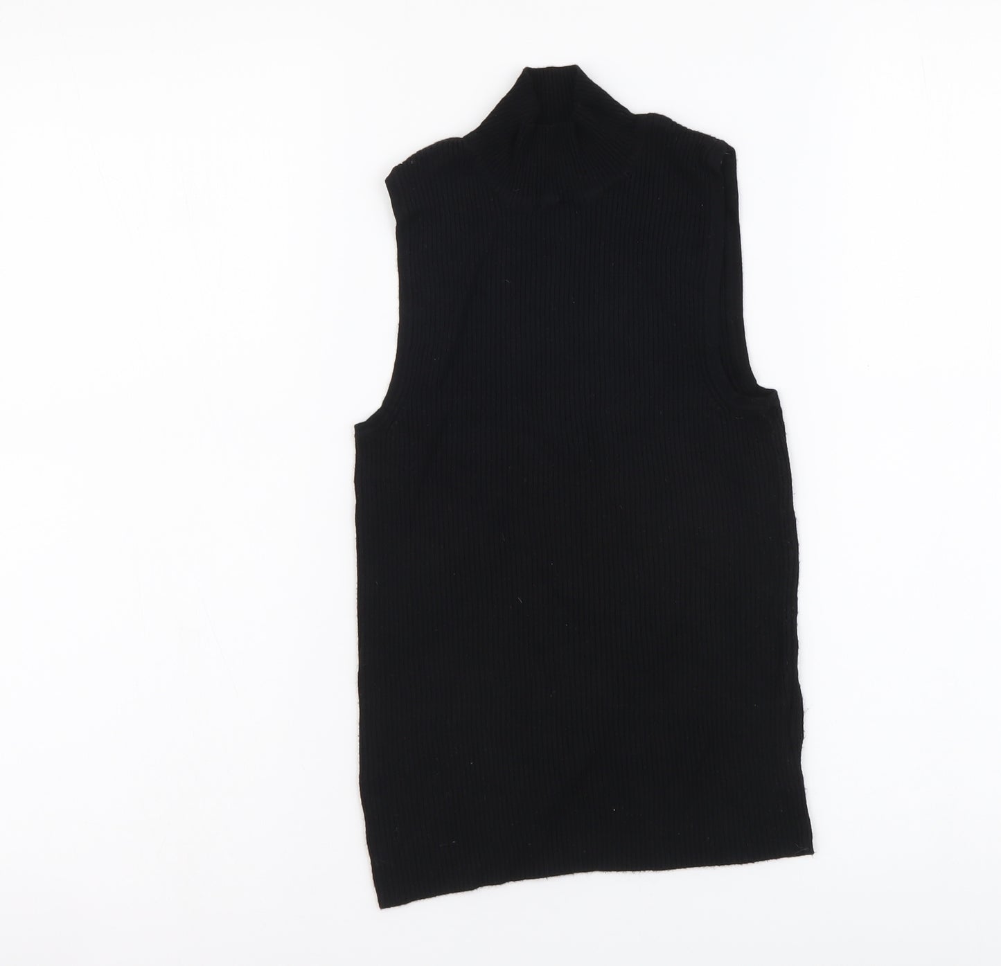 Atmosphere Womens Black Viscose Basic Tank Size 6 Mock Neck