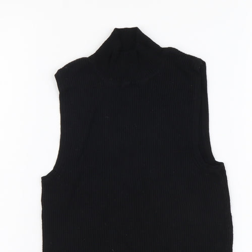 Atmosphere Womens Black Viscose Basic Tank Size 6 Mock Neck
