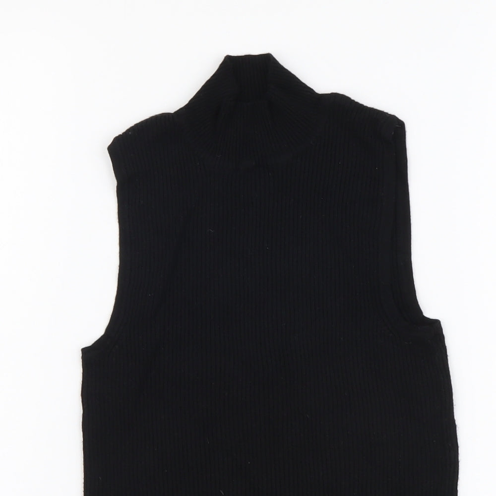 Atmosphere Womens Black Viscose Basic Tank Size 6 Mock Neck