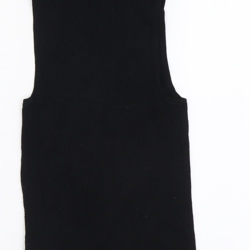 Atmosphere Womens Black Viscose Basic Tank Size 6 Mock Neck