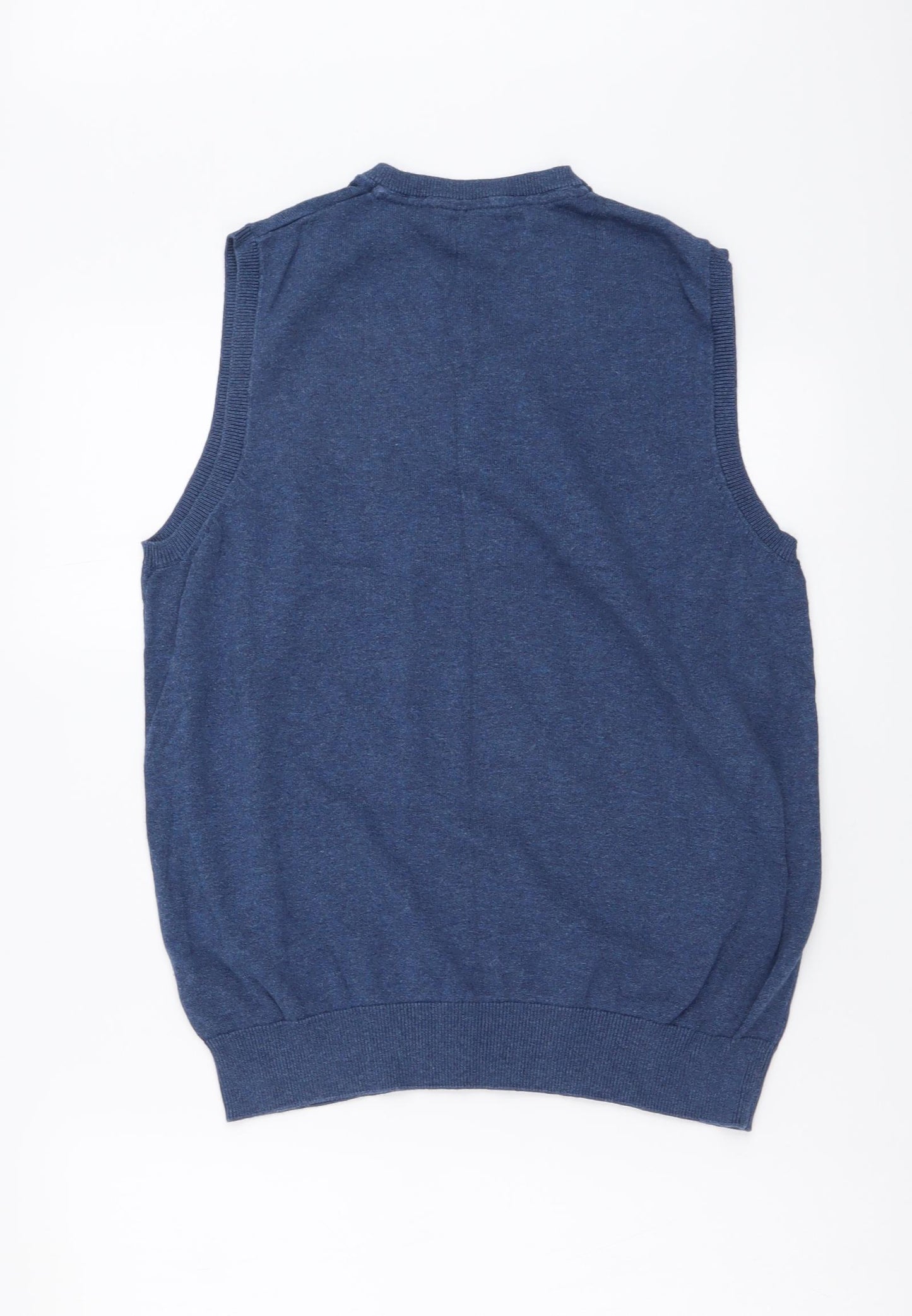 Marks and Spencer Mens Blue V-Neck Cotton Vest Jumper Size M