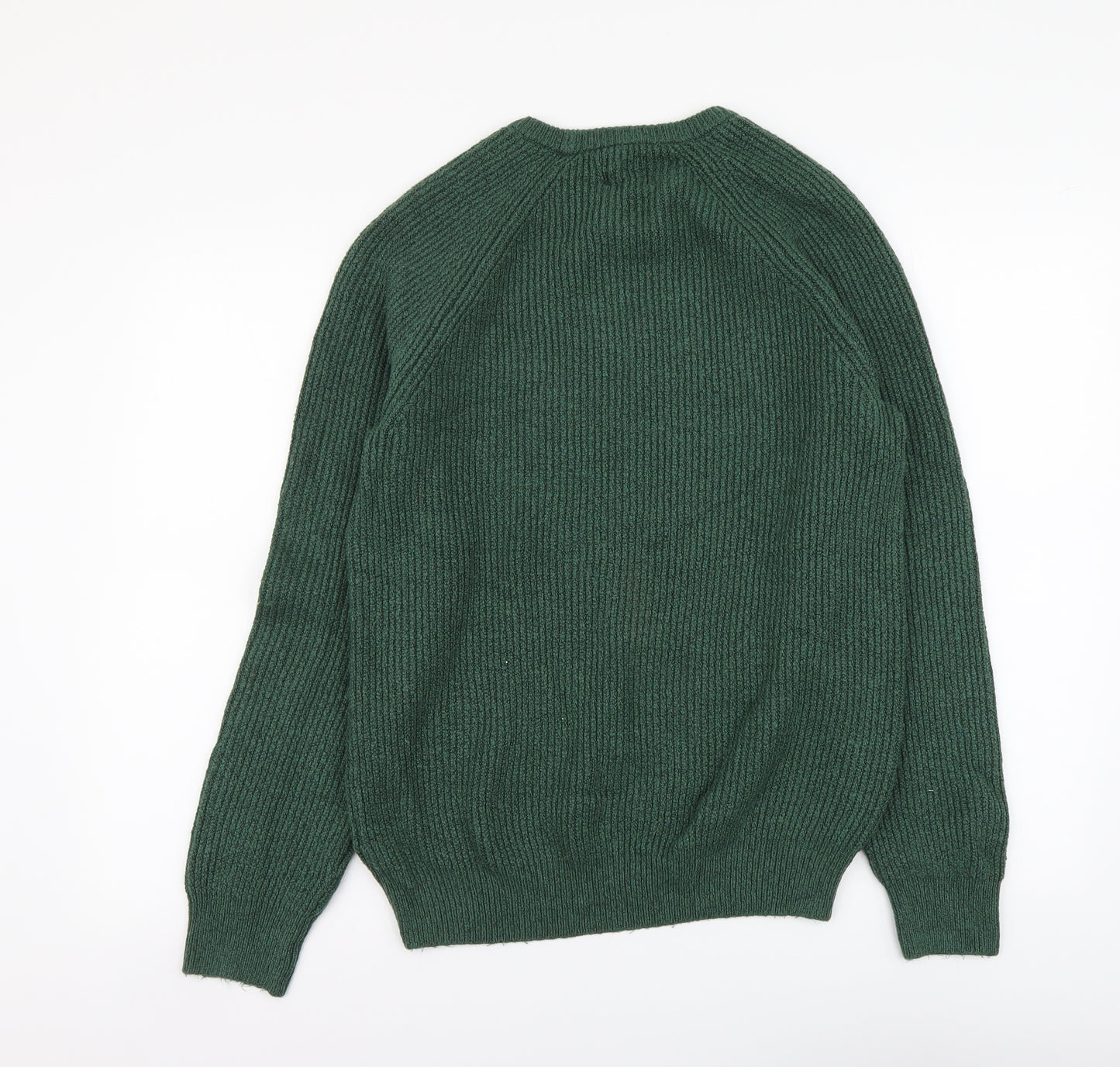 Marks and Spencer Mens Green Round Neck Polyamide Pullover Jumper Size M