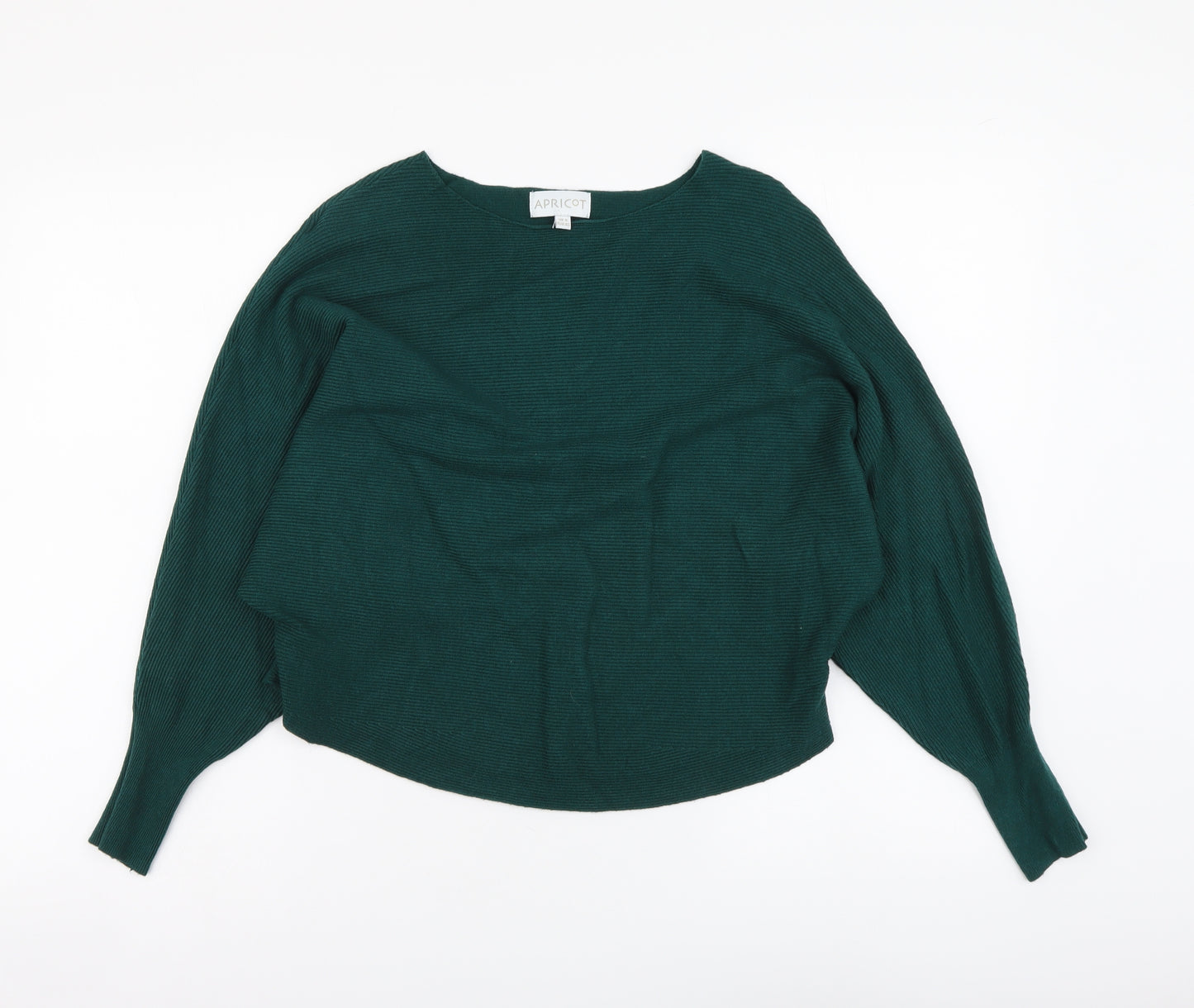 Apricot Womens Green Boat Neck Viscose Pullover Jumper Size 8