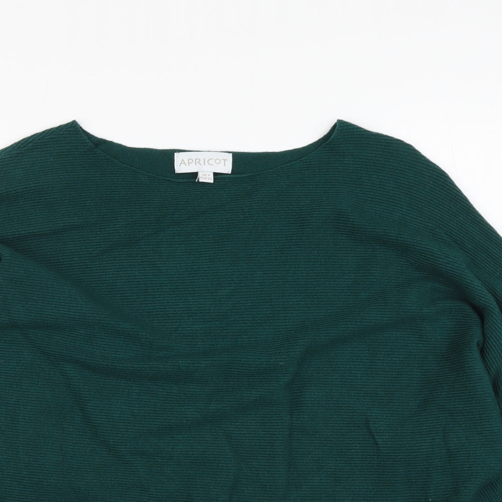 Apricot Womens Green Boat Neck Viscose Pullover Jumper Size 8