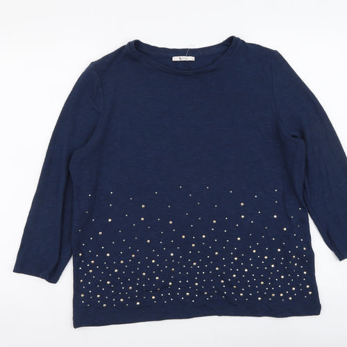 TU Womens Blue Round Neck Polyester Pullover Jumper Size 14