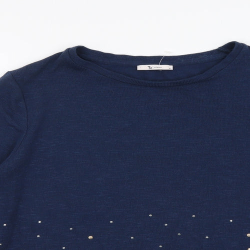 TU Womens Blue Round Neck Polyester Pullover Jumper Size 14