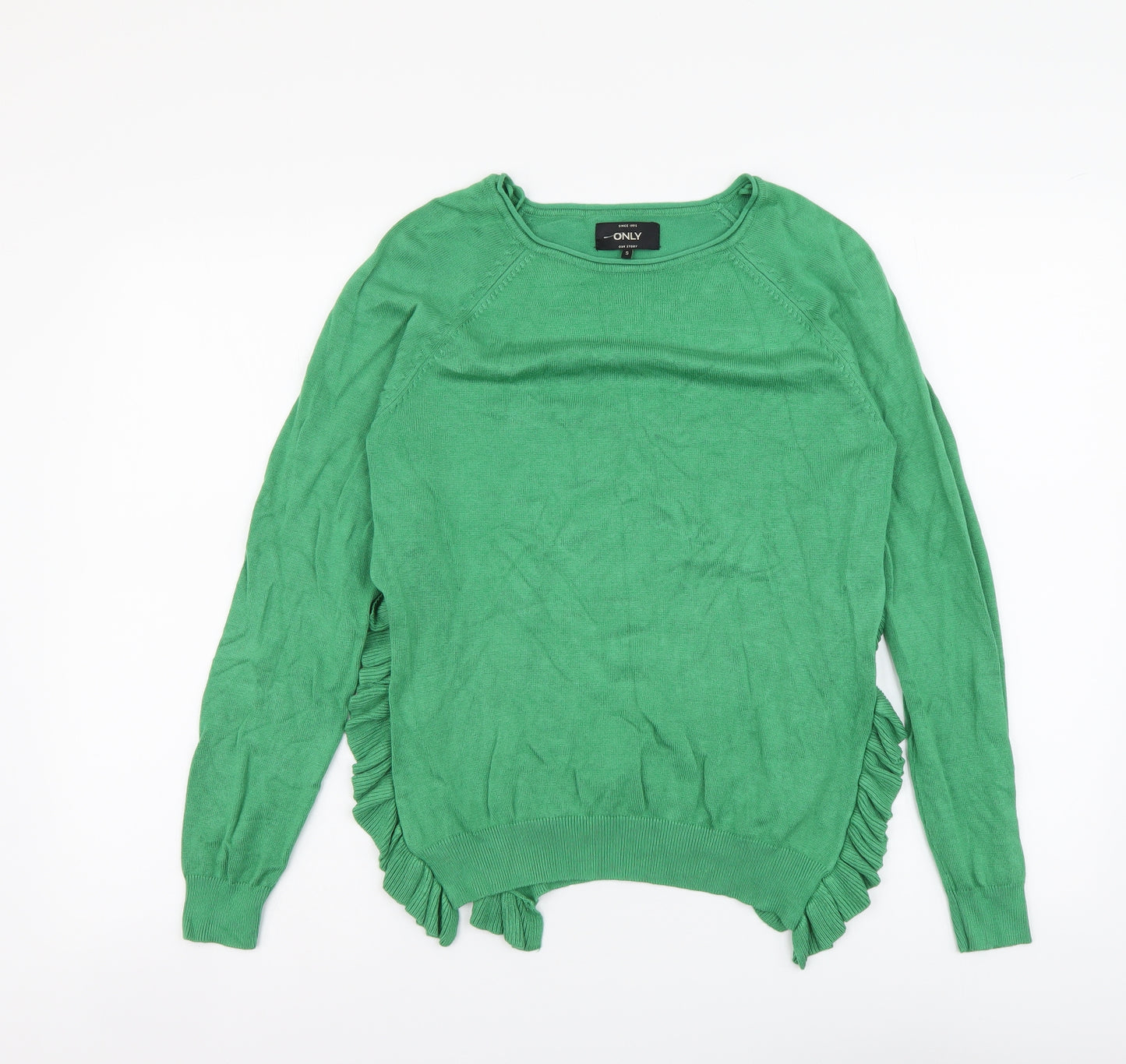 Only Womens Green Round Neck Viscose Pullover Jumper Size S