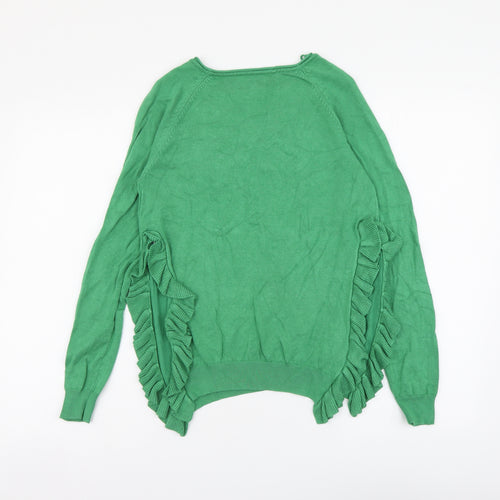 Only Womens Green Round Neck Viscose Pullover Jumper Size S