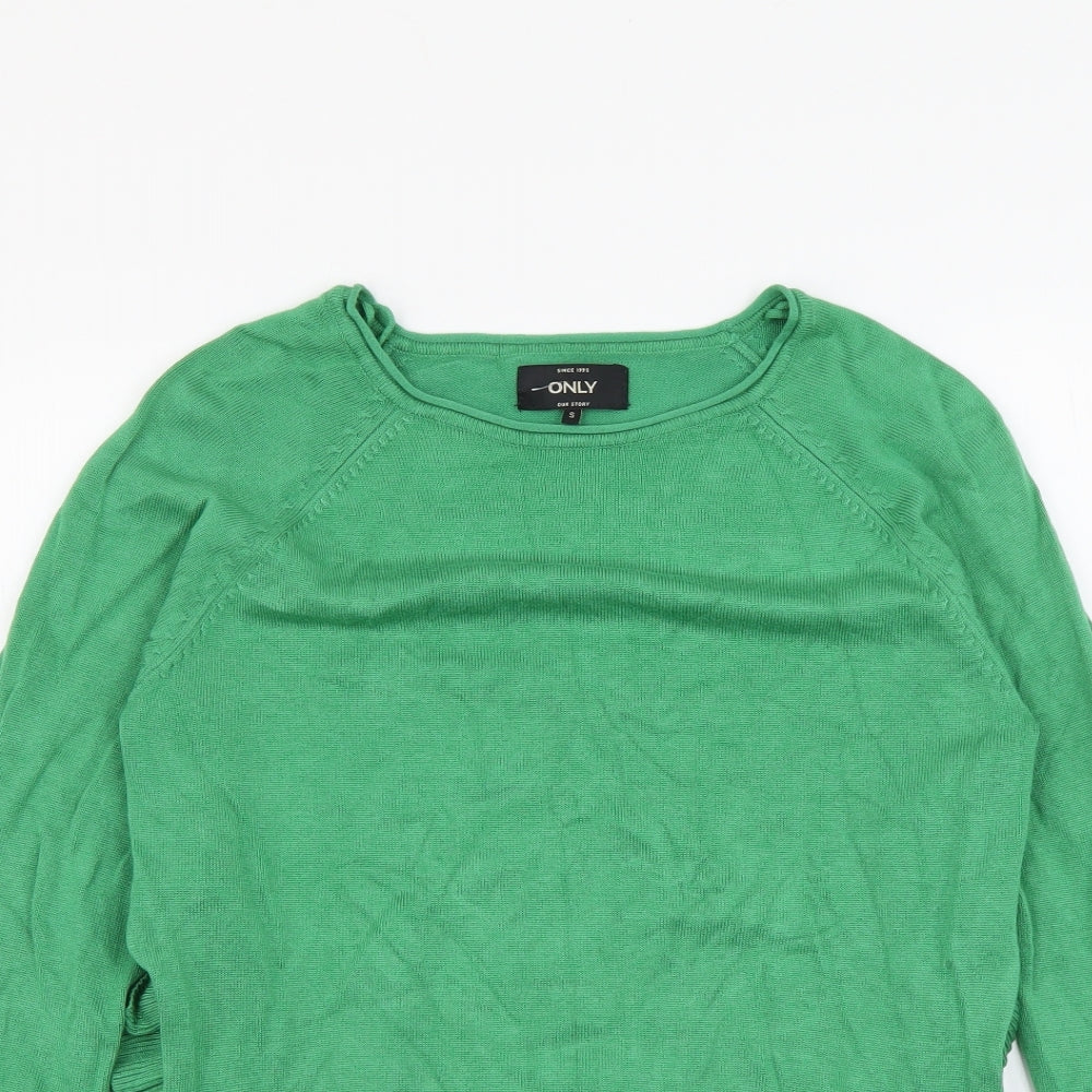 Only Womens Green Round Neck Viscose Pullover Jumper Size S