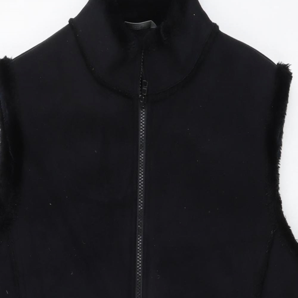 Marks and Spencer Womens Black Gilet Coat Size 14 Zip