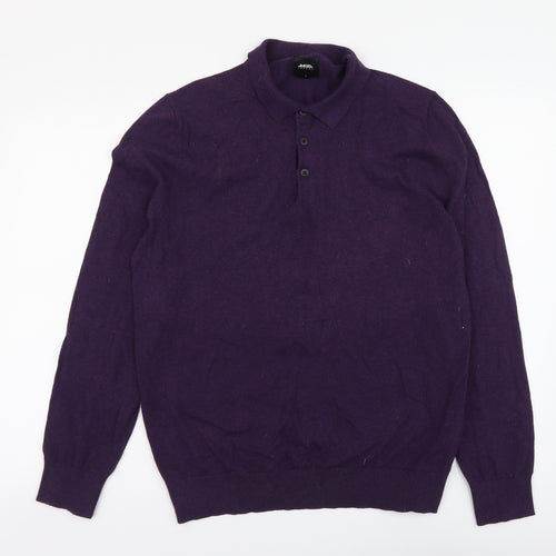 Burton Mens Purple Collared Cotton Pullover Jumper Size L