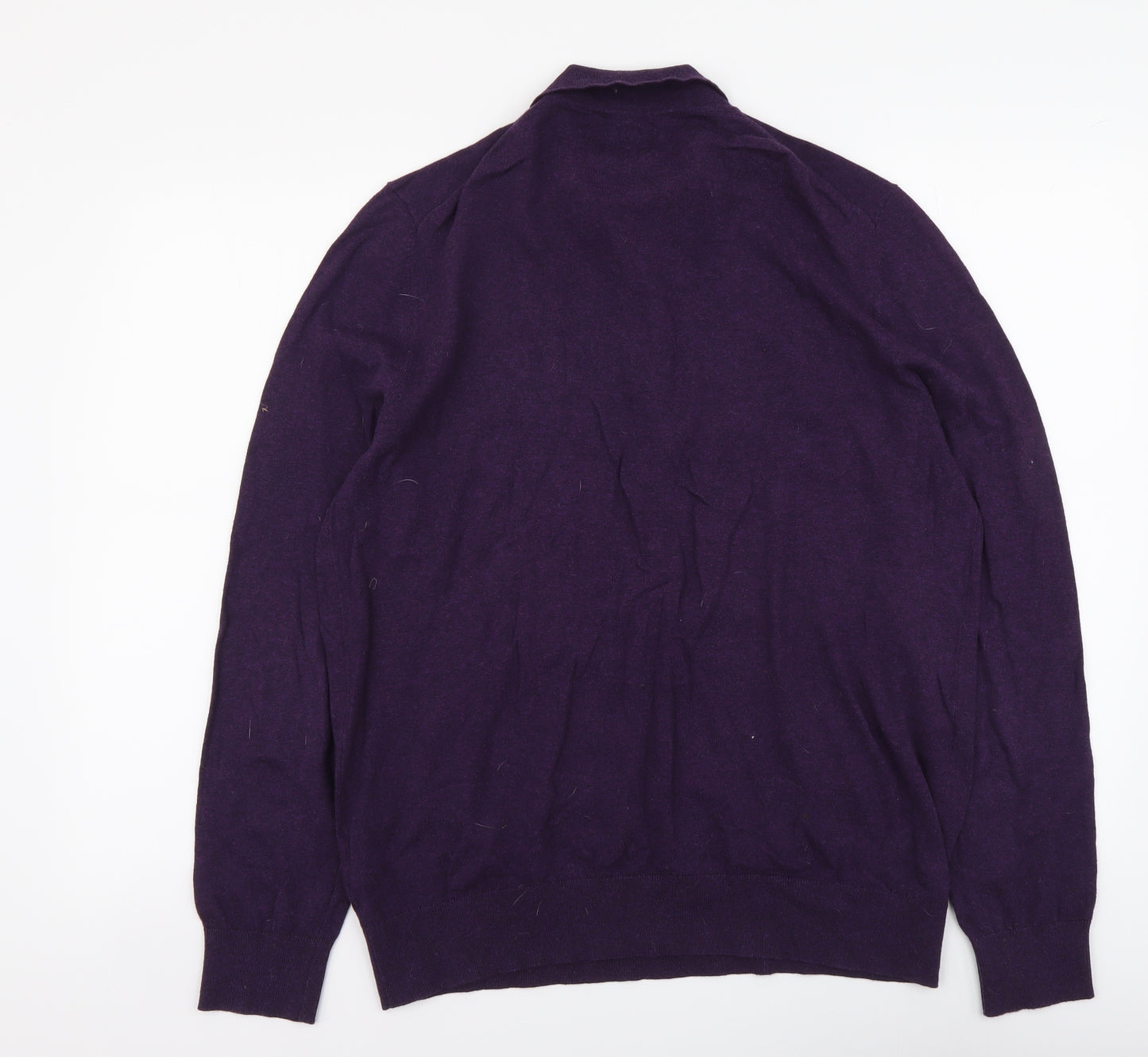 Burton Mens Purple Collared Cotton Pullover Jumper Size L