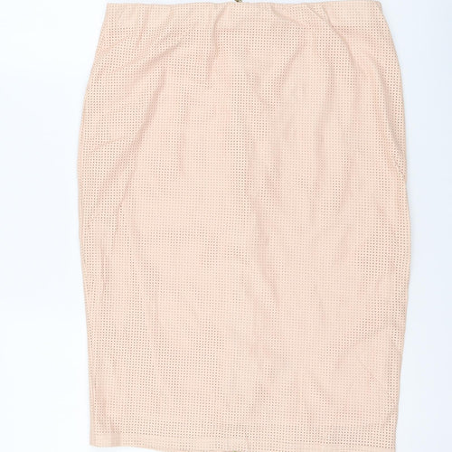 Lipsy Womens Pink Polyester Straight & Pencil Skirt Size 12 Zip