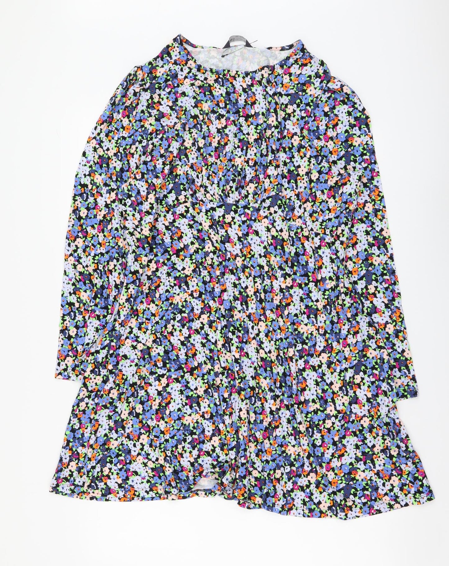 Marks and Spencer Womens Multicoloured Floral Viscose A-Line Size 18 Round Neck Pullover