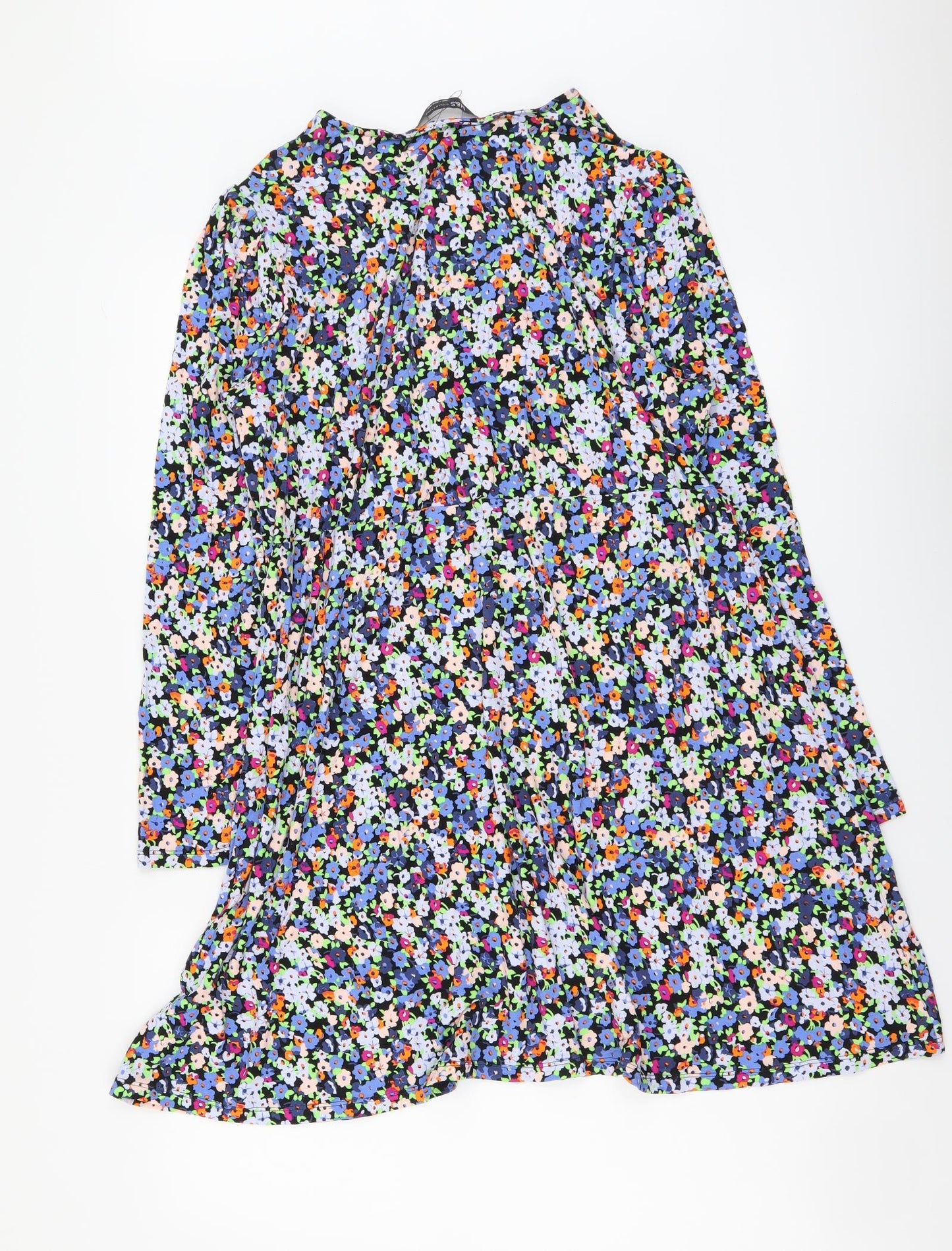 Marks and Spencer Womens Multicoloured Floral Viscose A-Line Size 18 Round Neck Pullover