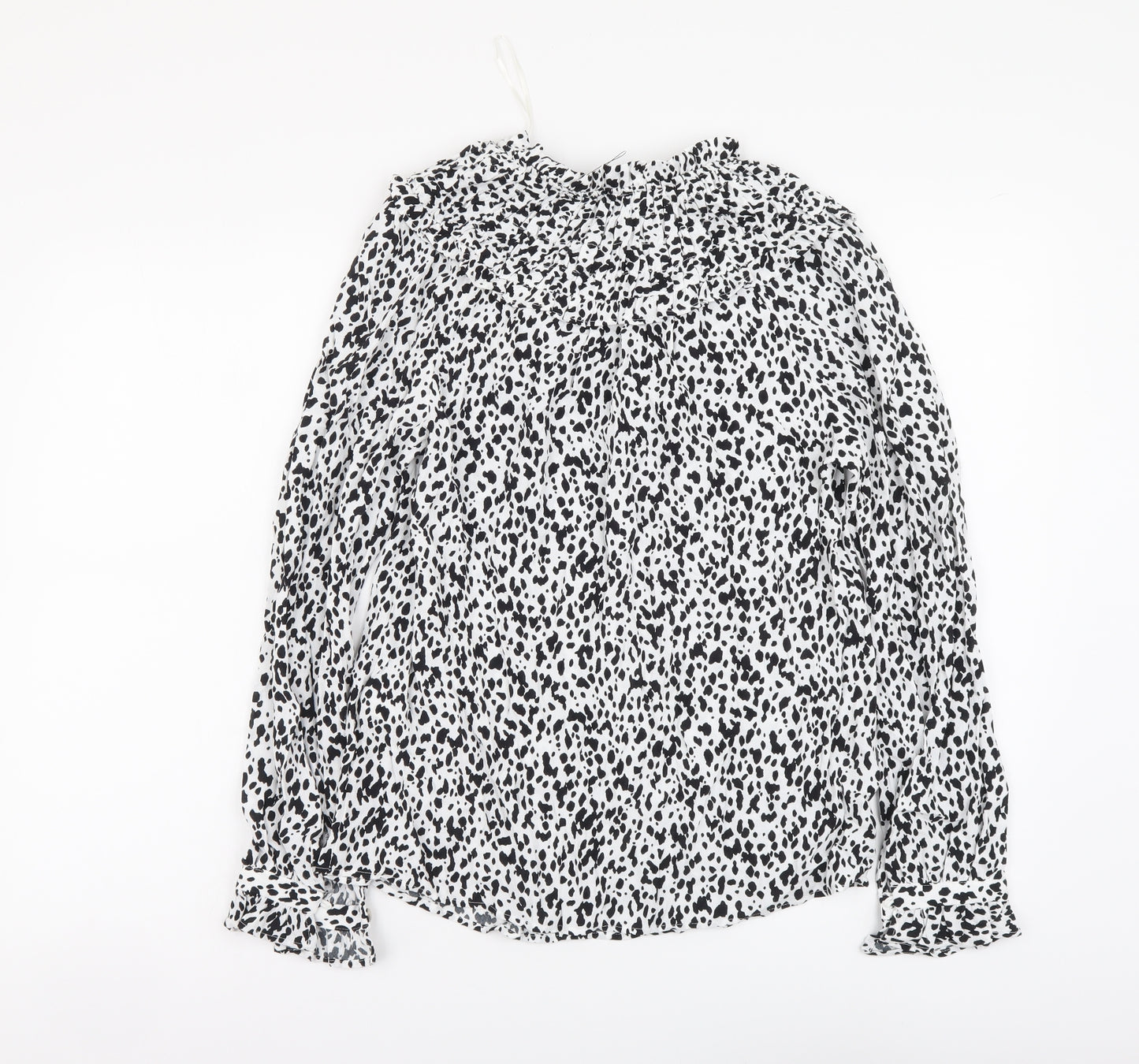 Marks and Spencer Womens White Geometric Viscose Basic Blouse Size 6 Round Neck