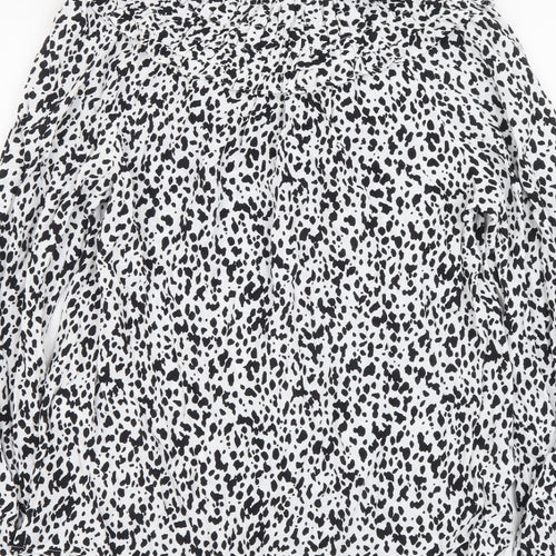 Marks and Spencer Womens White Geometric Viscose Basic Blouse Size 6 Round Neck