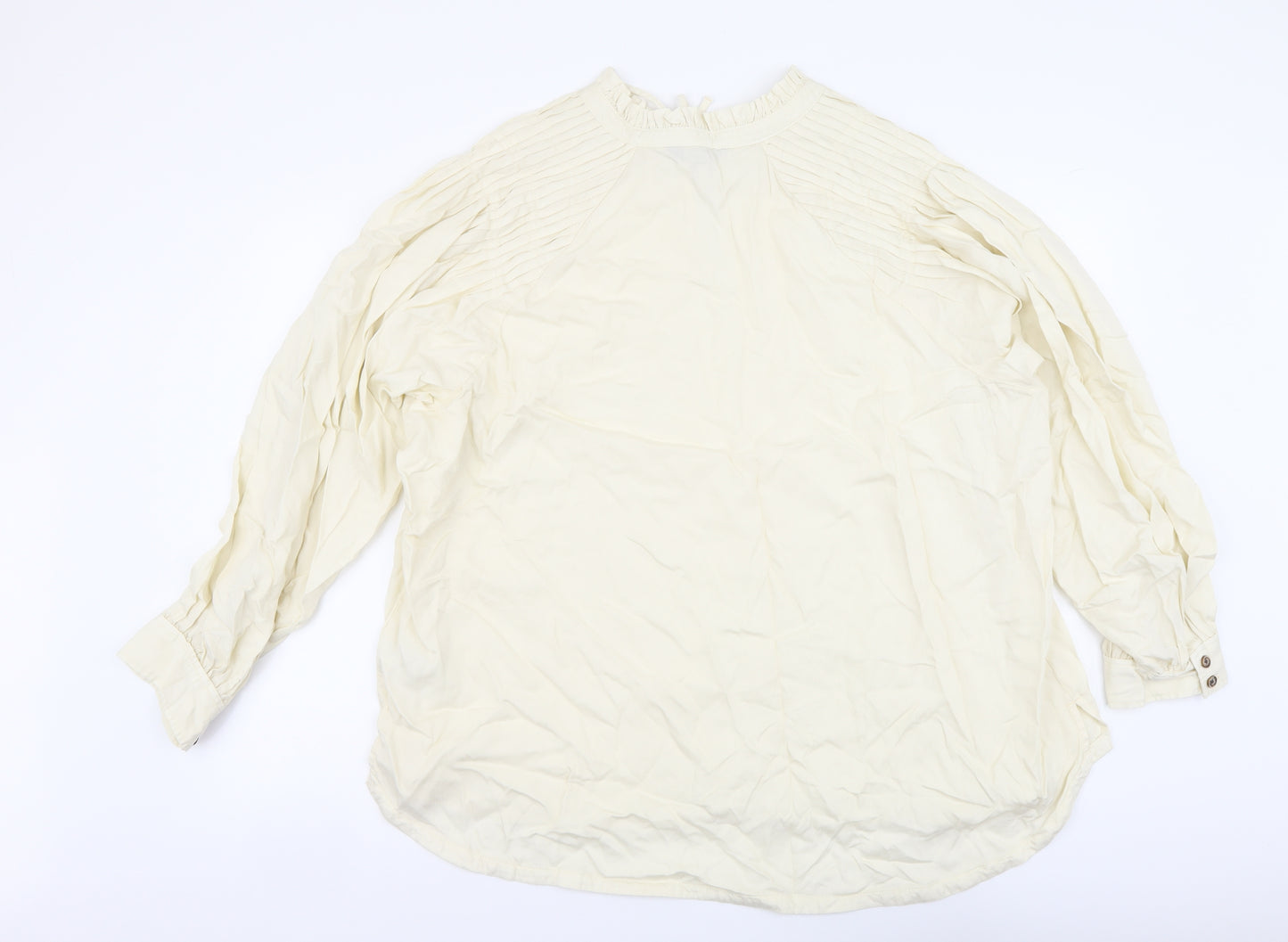 Marks and Spencer Womens Beige Lyocell Basic Blouse Size 24 Round Neck