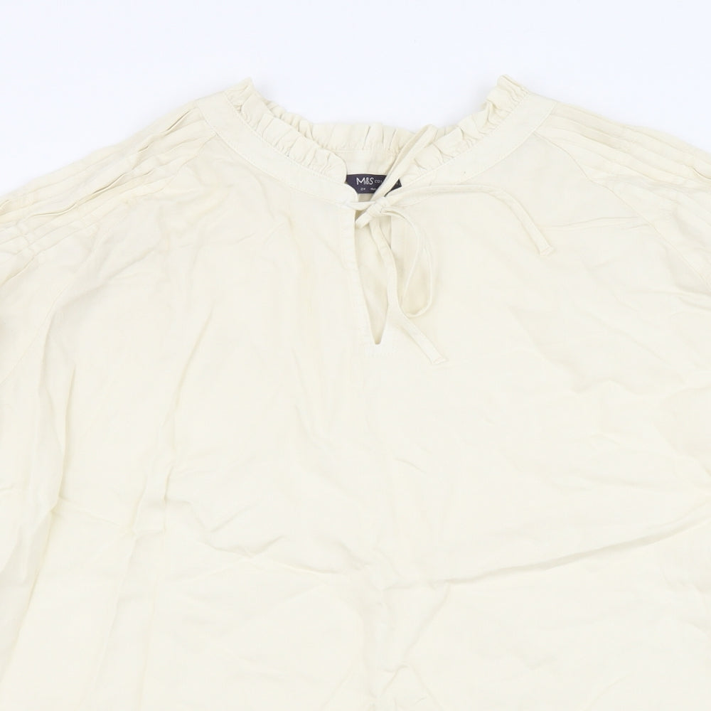 Marks and Spencer Womens Beige Lyocell Basic Blouse Size 24 Round Neck