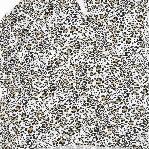 Marks and Spencer Womens Beige Animal Print Viscose Basic Blouse Size 10 Collared - Leopard pattern