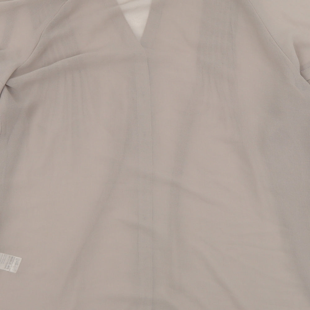 Marks and Spencer Womens Beige Polyester Basic Button-Up Size 10 V-Neck