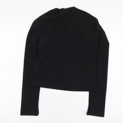 Zara Womens Black Polyester Basic Blouse Size S Mock Neck