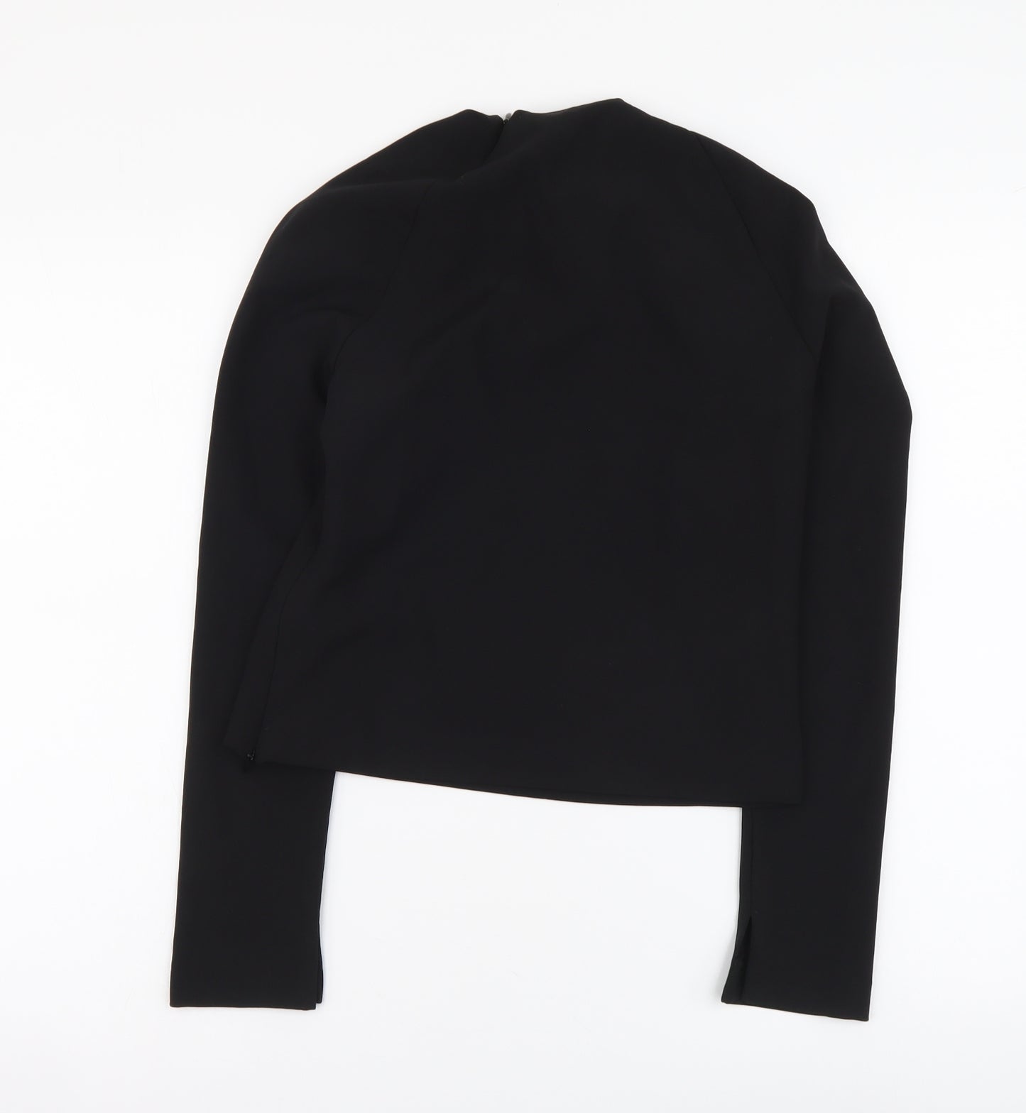 Zara Womens Black Polyester Basic Blouse Size S Mock Neck