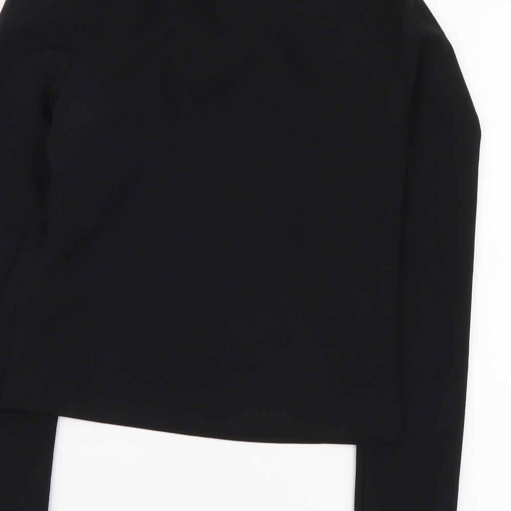 Zara Womens Black Polyester Basic Blouse Size S Mock Neck