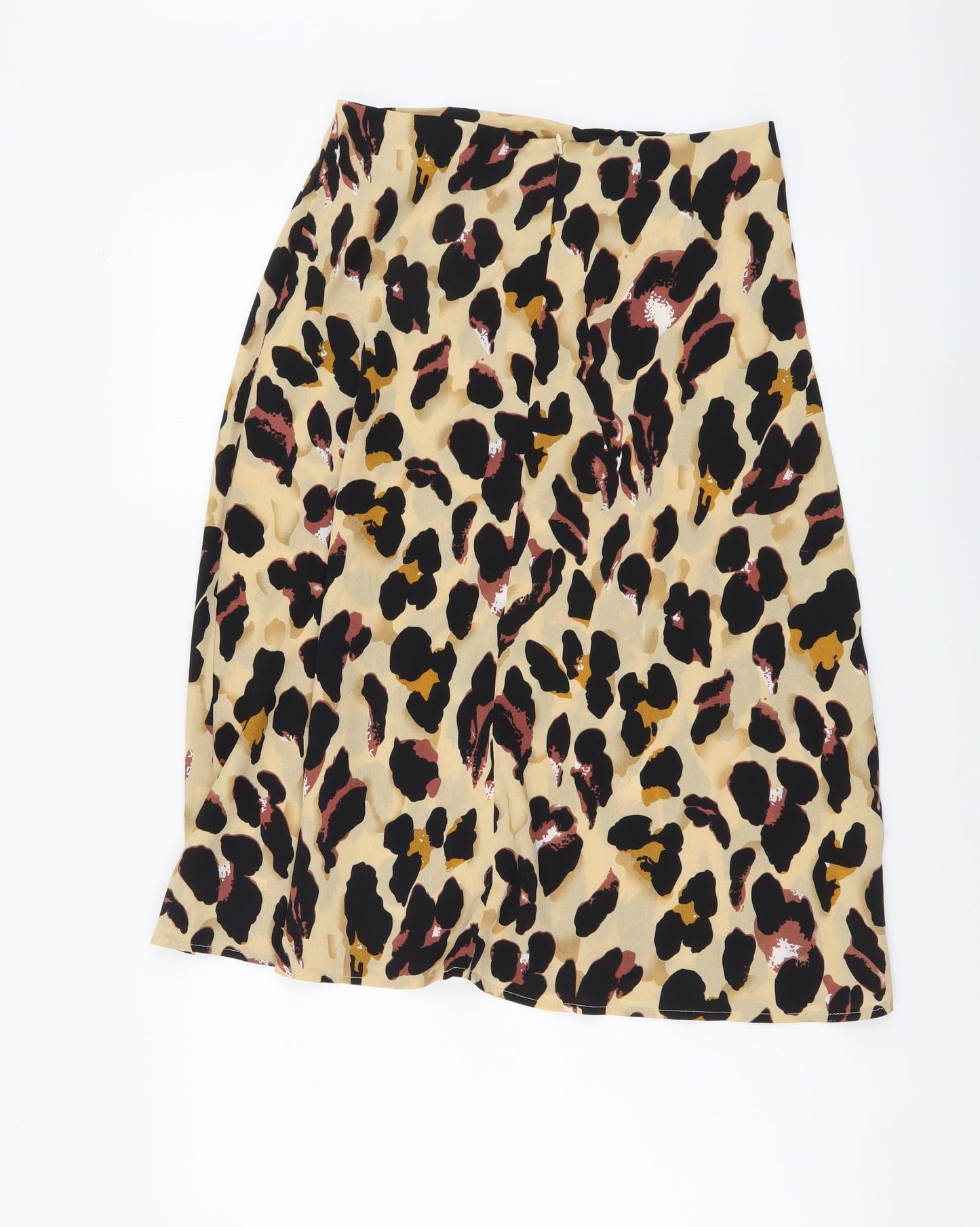 Boohoo Womens Beige Animal Print Polyester A-Line Skirt Size 12 Zip - Leopard pattern