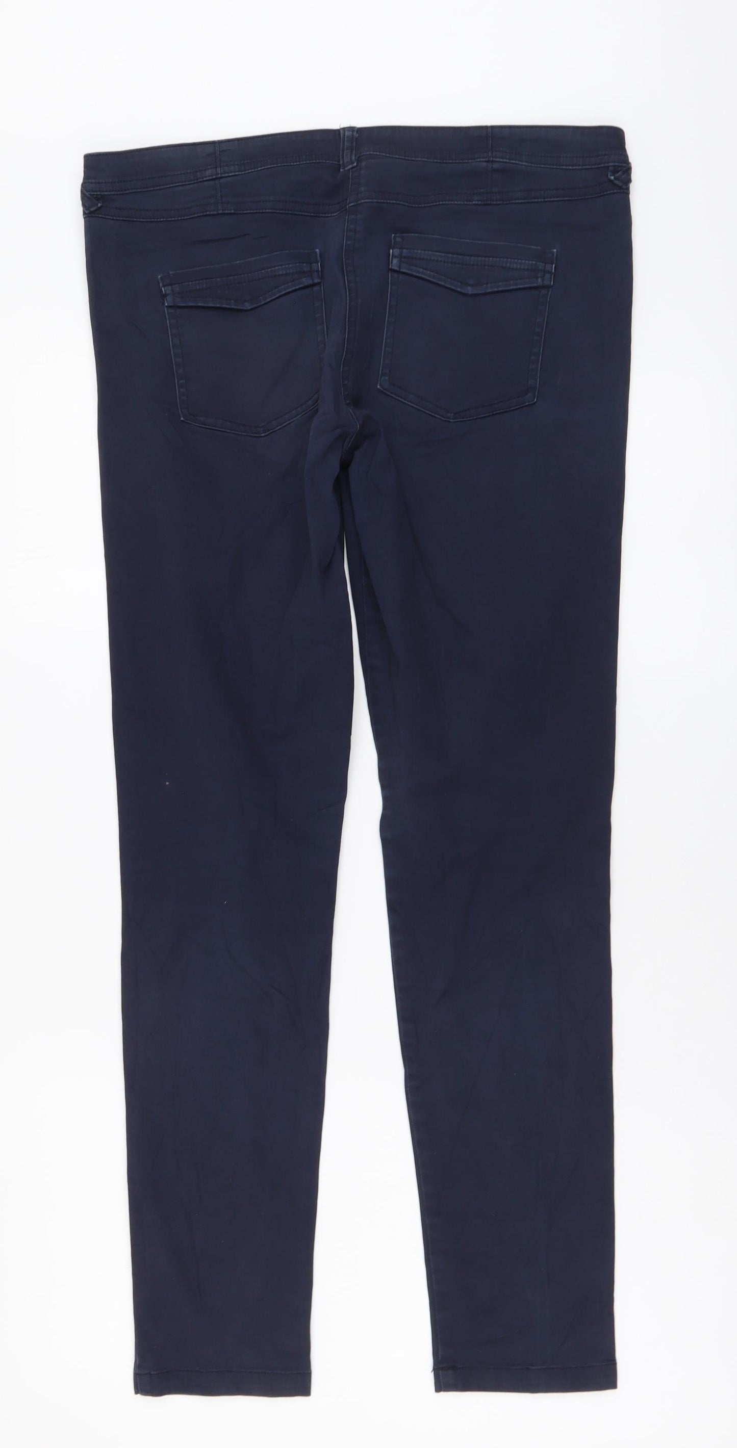 River Island Womens Blue Cotton Trousers Size 12 L29 in Regular Button