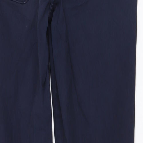 River Island Womens Blue Cotton Trousers Size 12 L29 in Regular Button