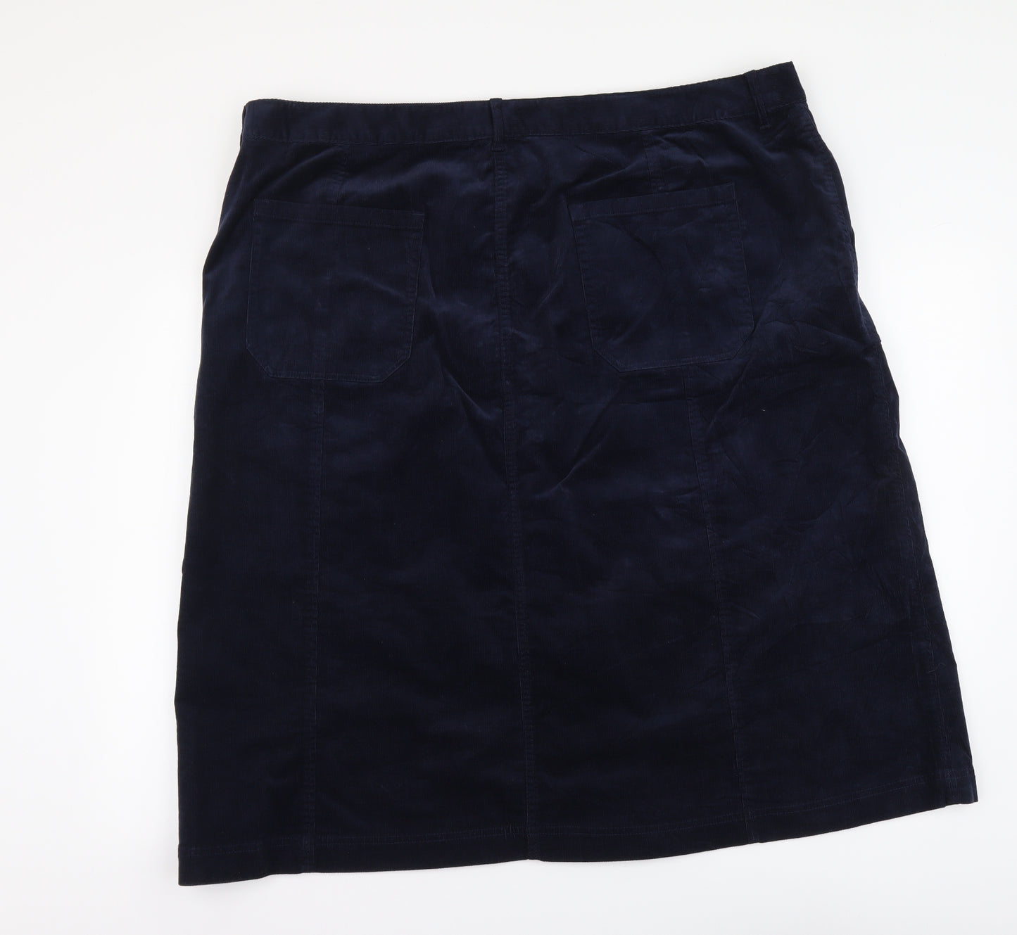 Per Una Womens Blue Cotton A-Line Skirt Size 24 Button