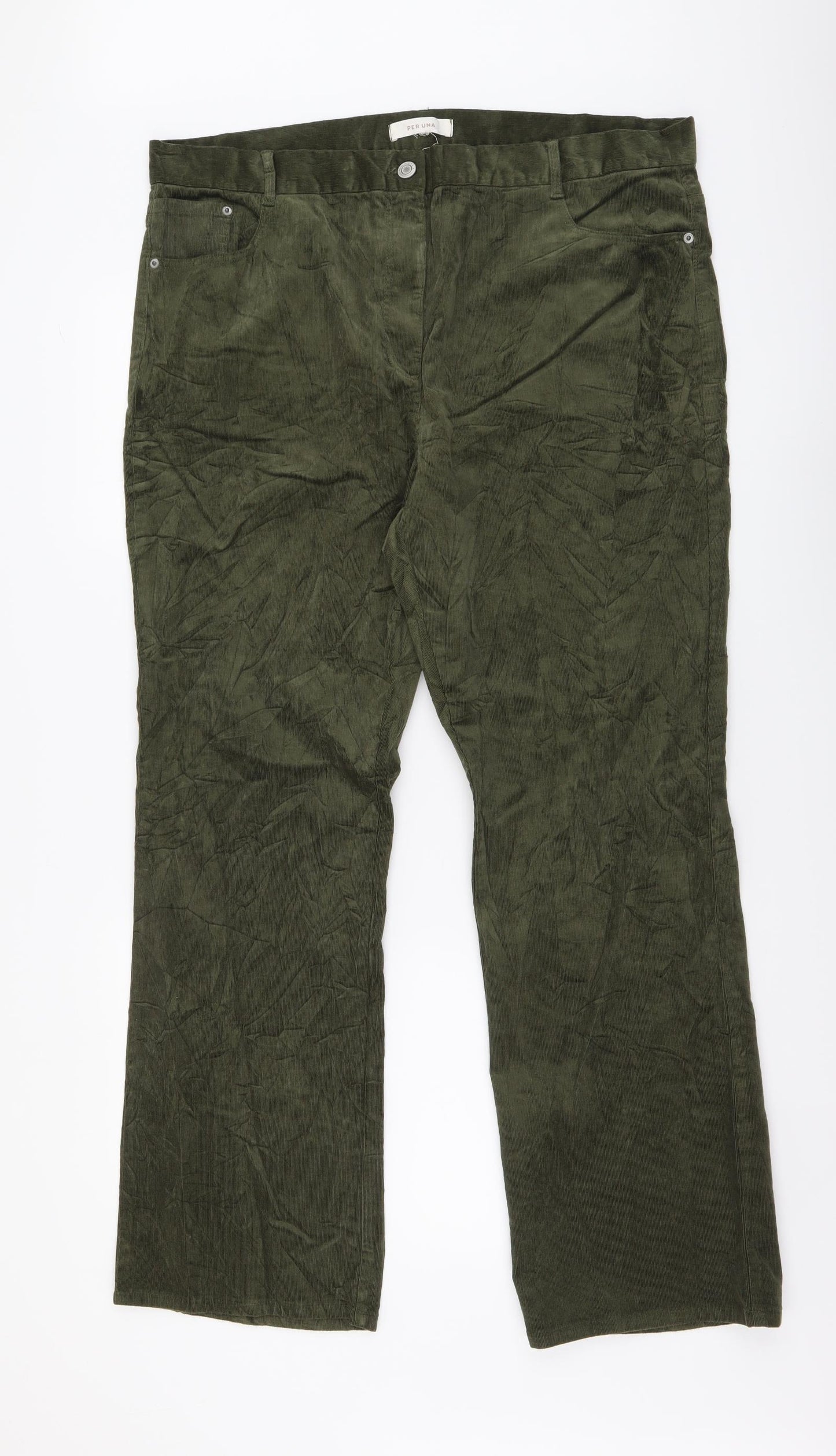 Marks and Spencer Womens Green Cotton Straight Jeans Size 20 L29 in Regular Button