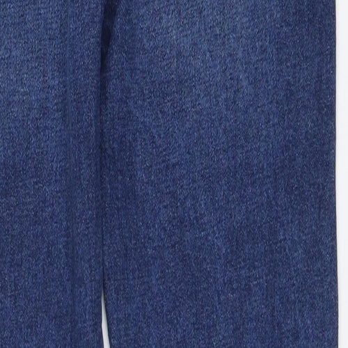 Marks and Spencer Girls Blue Cotton Straight Jeans Size 10-11 Years Regular Button